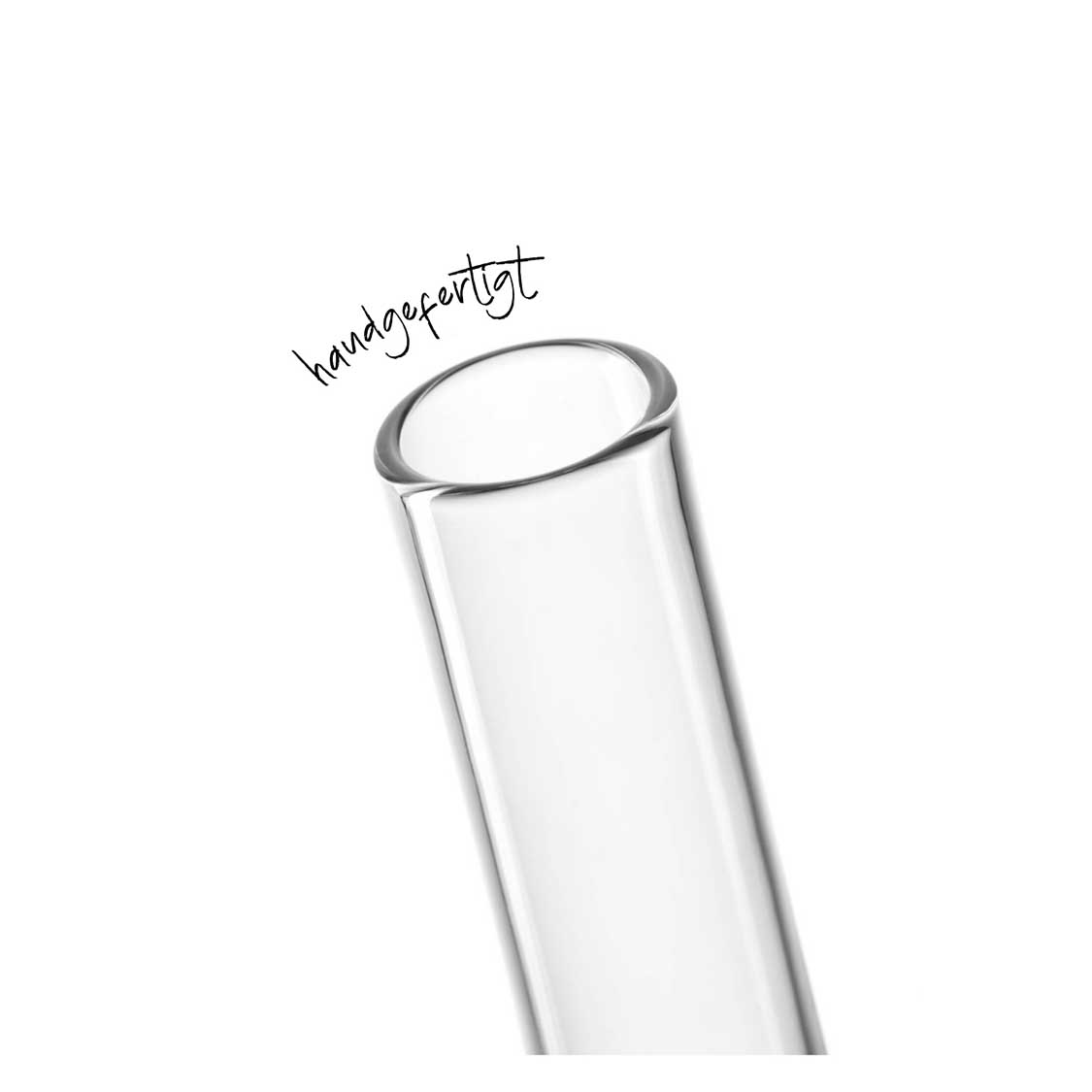Solifleurvase ARIA aus klarem Glas, handgezeichnet beschriftet