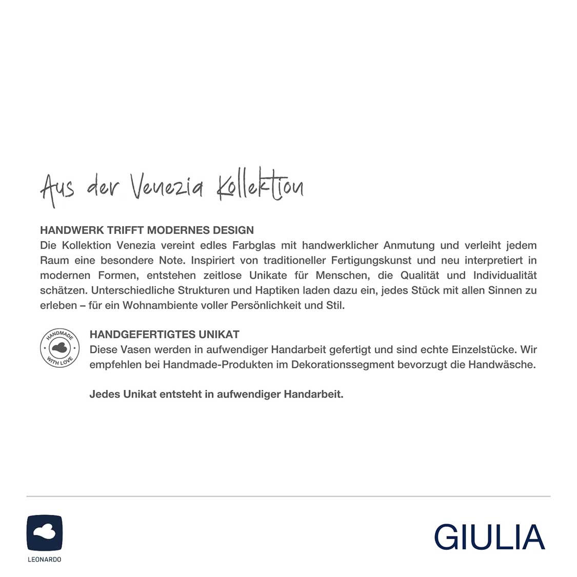Vase GIULIA grau, Produktinformationen und Handwerksbeschreibung