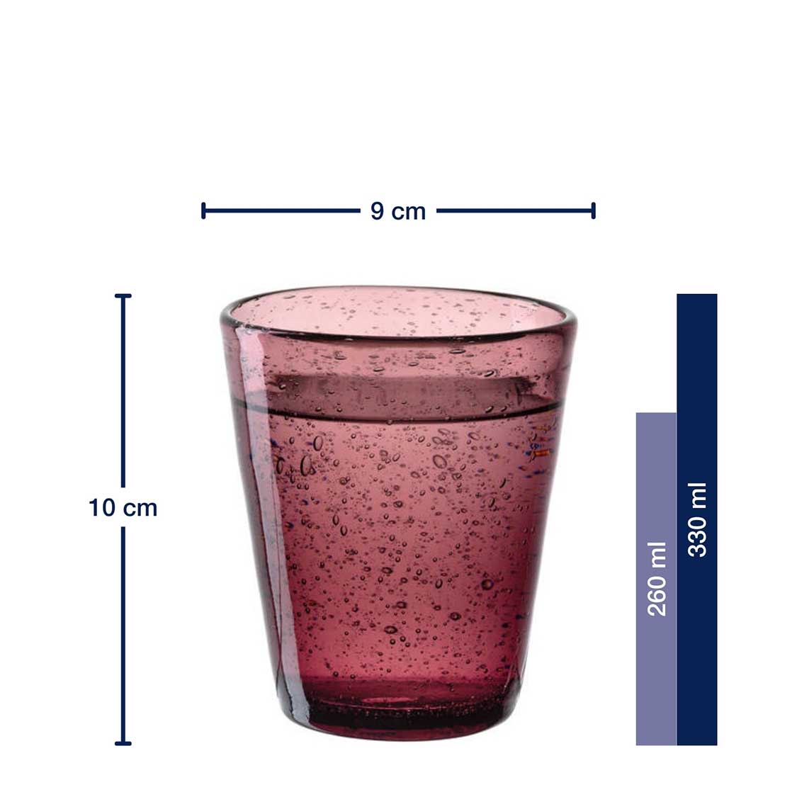 Massangaben zum Trinkglas BURANO 330 ml