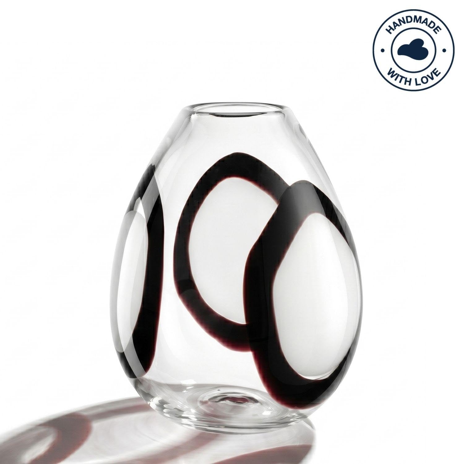 Vase OCCHI BIANCHI mit schwarzen ovalen Motiven, weißer Hintergrund