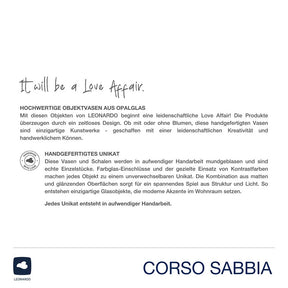 Vase CORSO SABBIA, Produktinformation und Verpackung mit Handarbeit-Siegel