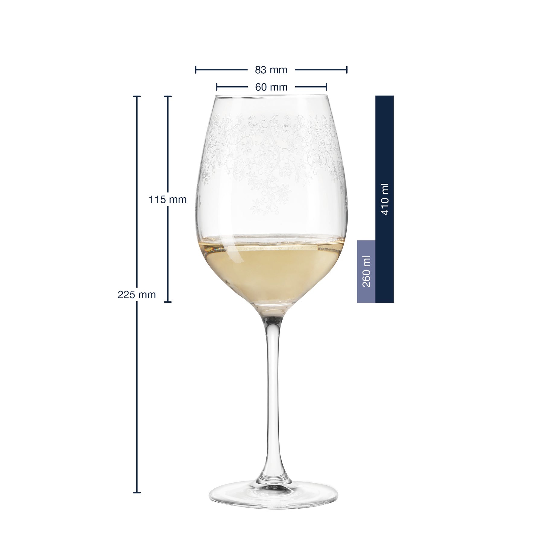 Massangaben zum Weißweinglas CHATEAU 410 ml