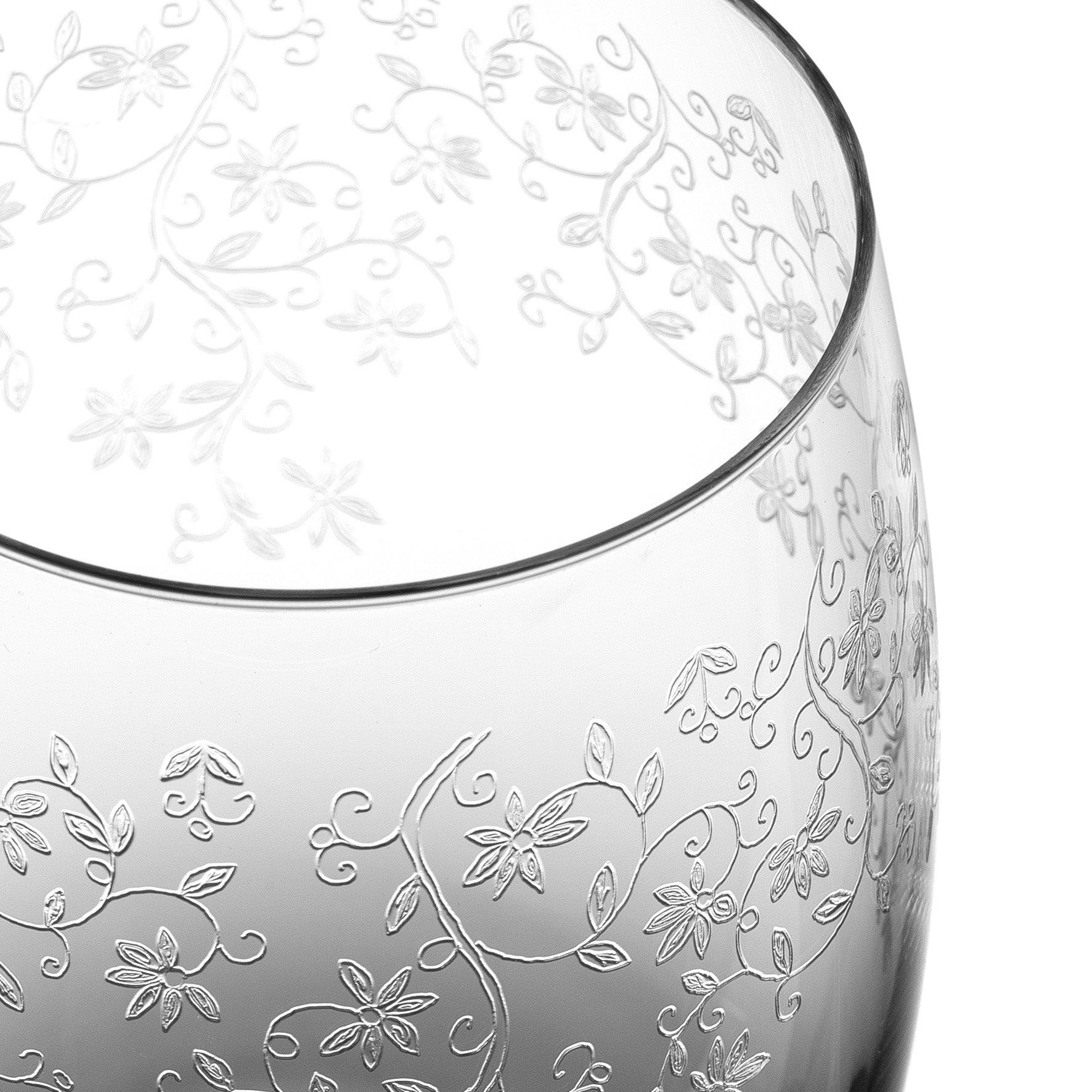 Trinkglas CHATEAU mit floraler Gravur, Detailansicht