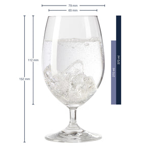 Massangaben zum Wasserglas DAILY 370 ml mit Eiswürfeln gefüllt