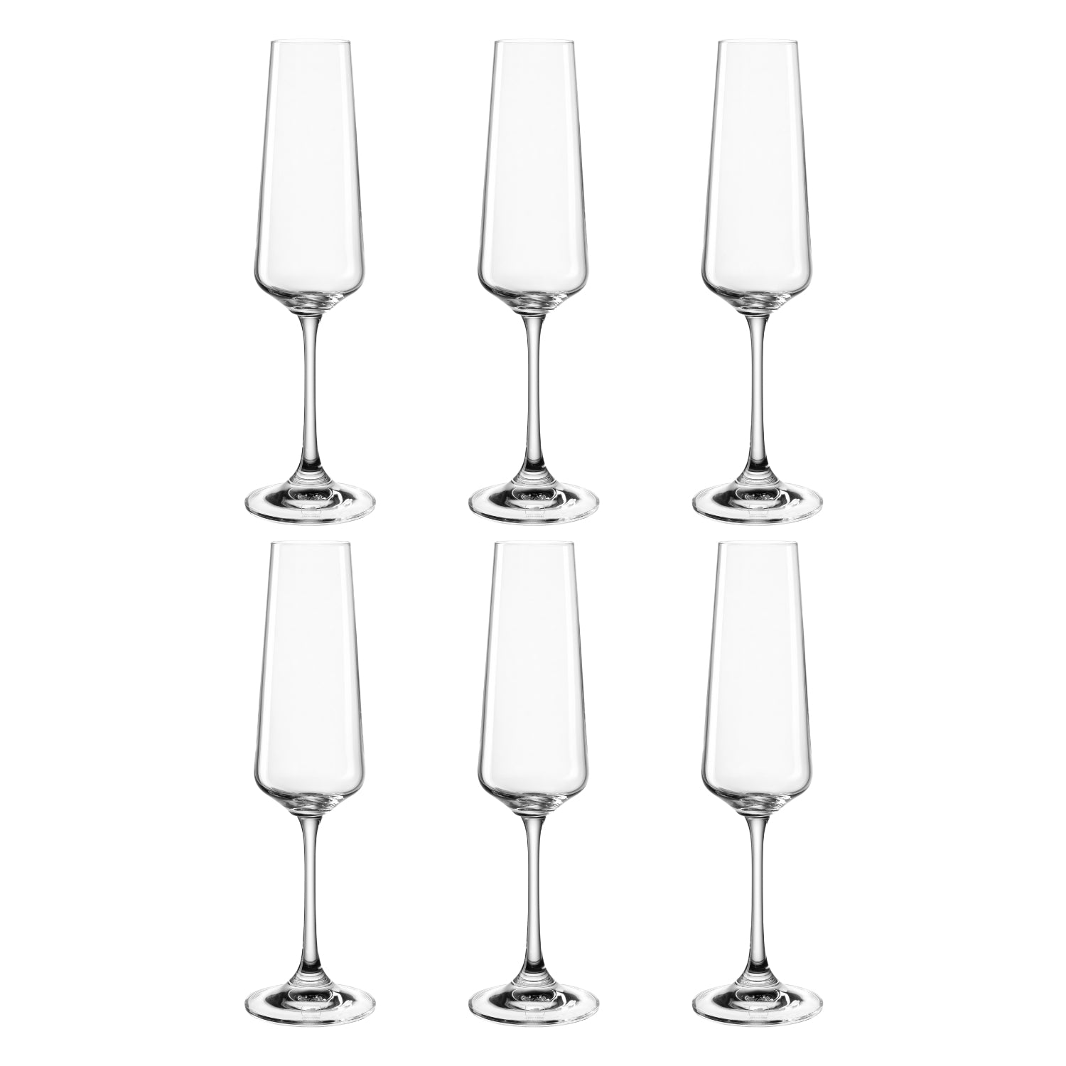 Sektglas PALADINO 220 ml 6er-Set, klares Glas, arrangiert in zwei Reihen