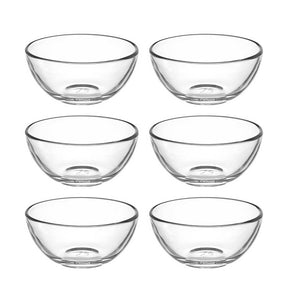 Sechs klare Glassschalen CUCINA in Anordnung, 2x3 Format