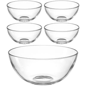 Schalenset L CUCINA 5-teilig, vier kleine und eine große Glasschale