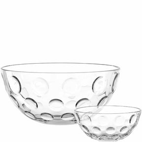 Schalenset S CUCINA OPTIC mit zwei klaren Glassschalen, strukturierte Oberflaeche mit Noppen