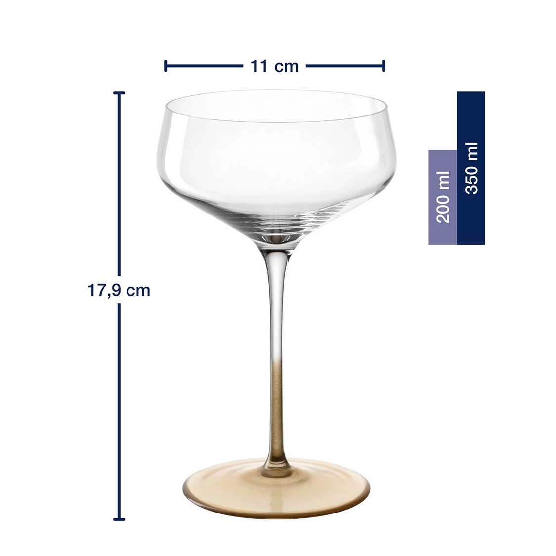 Massangaben zu Champagnerschale PUCCINI 350 ml gold