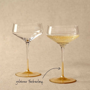 Champagnerschale PUCCINI 350 ml gold 2er-Set, eine gefüllt, eine leer