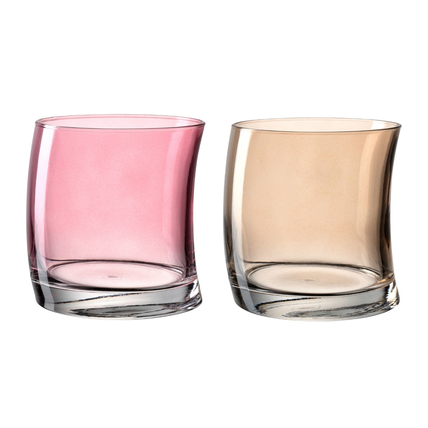 Trinkglas SWING 355ml in Rosa und Champagner, 2er-Set nebeneinander