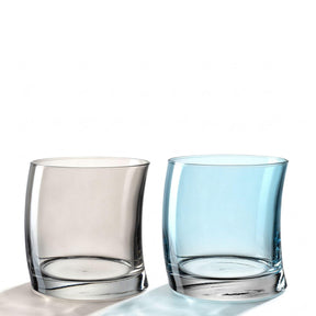 Trinkglas SWING 355ml in Grau und Hellblau, 2er-Set nebeneinander