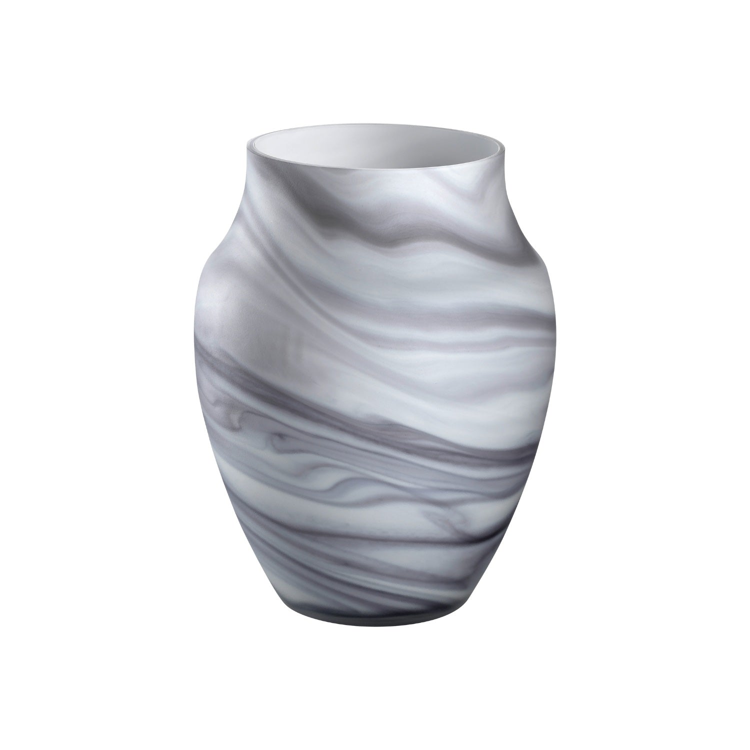 Vase POESIA 23 cm mit grauer Marmoroptik auf weißem Hintergrund