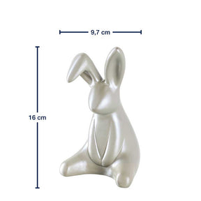 Massangaben zu Hase LOLA, keramische Dekofigur in Perlmuttoptik mit sitzender Hasenform