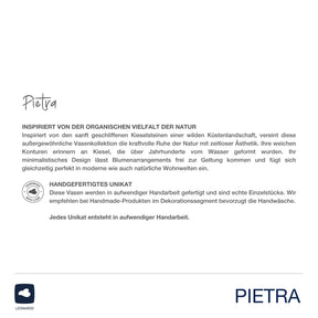 Vase PIETRA mit Produktinformationen und Handarbeitszertifikat, klares Glas