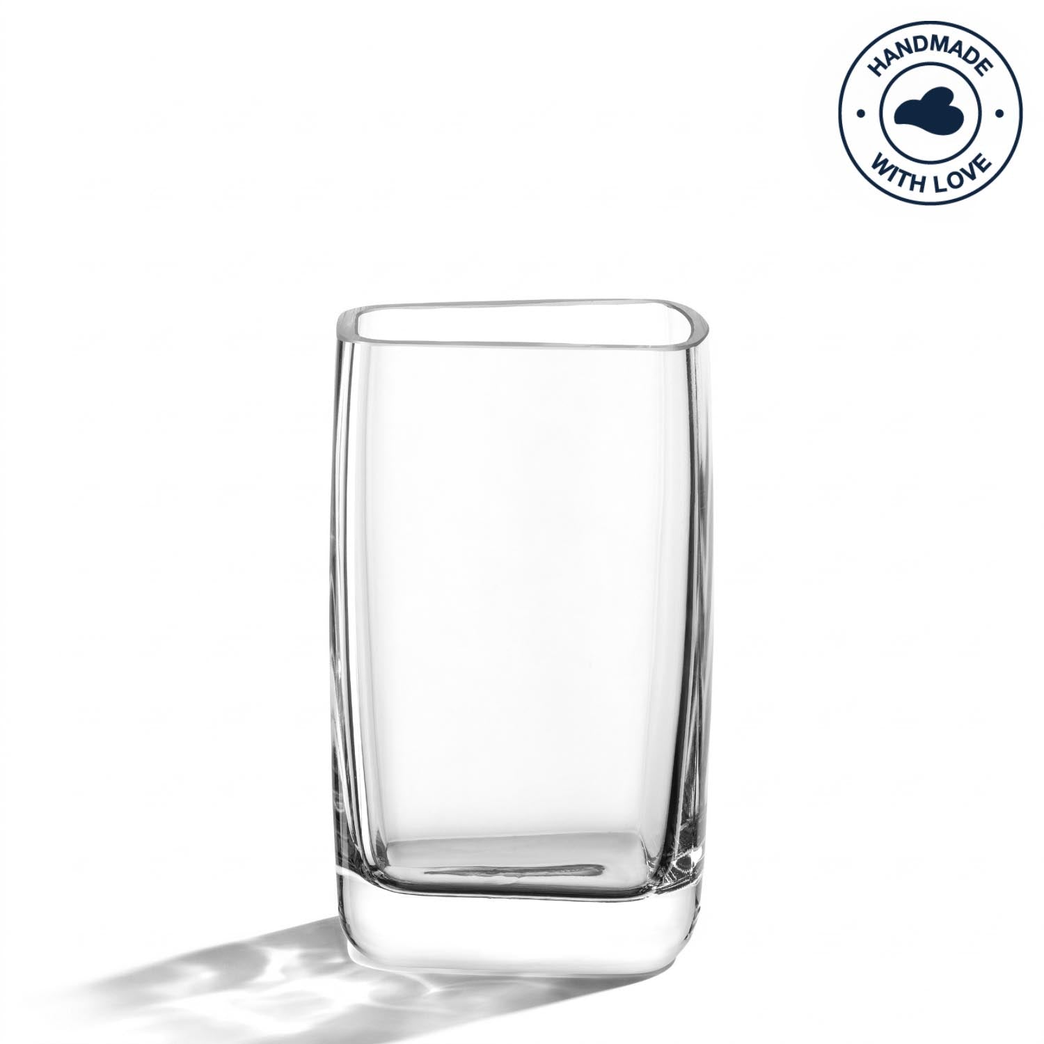 Vase PIETRA 16 cm schmal, klares Glas, rechteckige Form auf weißem Hintergrund