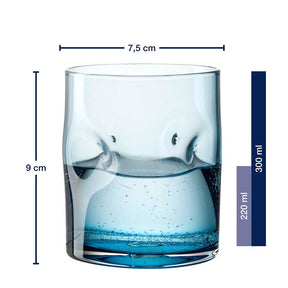 Trinkglas VESUVIO 300 ml mit Wasser gefüllt, Massangaben