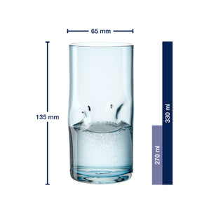 Massangaben zu Trinkglas VESUVIO 330 ml mit Wasser gefüllt