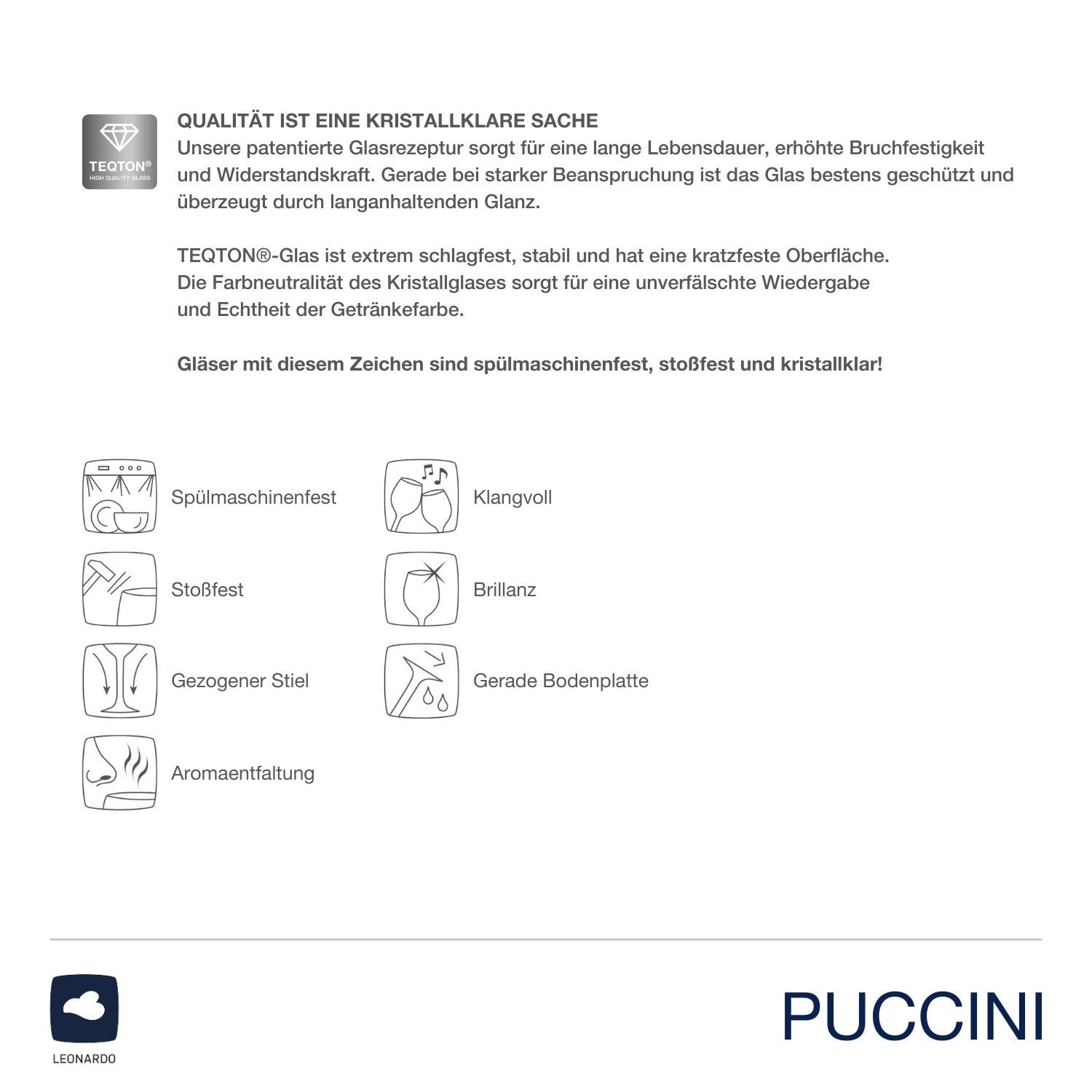 Produktinformationen und Qualitätsmerkmale PUCCINI Rotweinglas