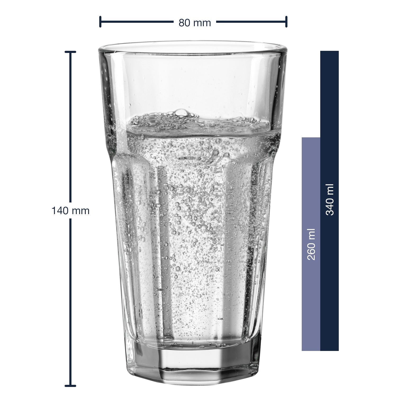 Massangaben zu Trinkglas ROCK 340 ml mit persönlicher Gravur