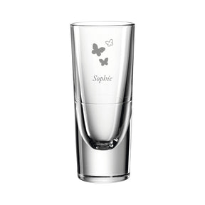 Grappa Becher GILLI mit Schmetterlingsmotiv und Namensgravur Sophie