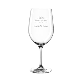 Rotweinglas CIAO+ mit Gravur "100% MADE WITH LOVE Sarah & Simon