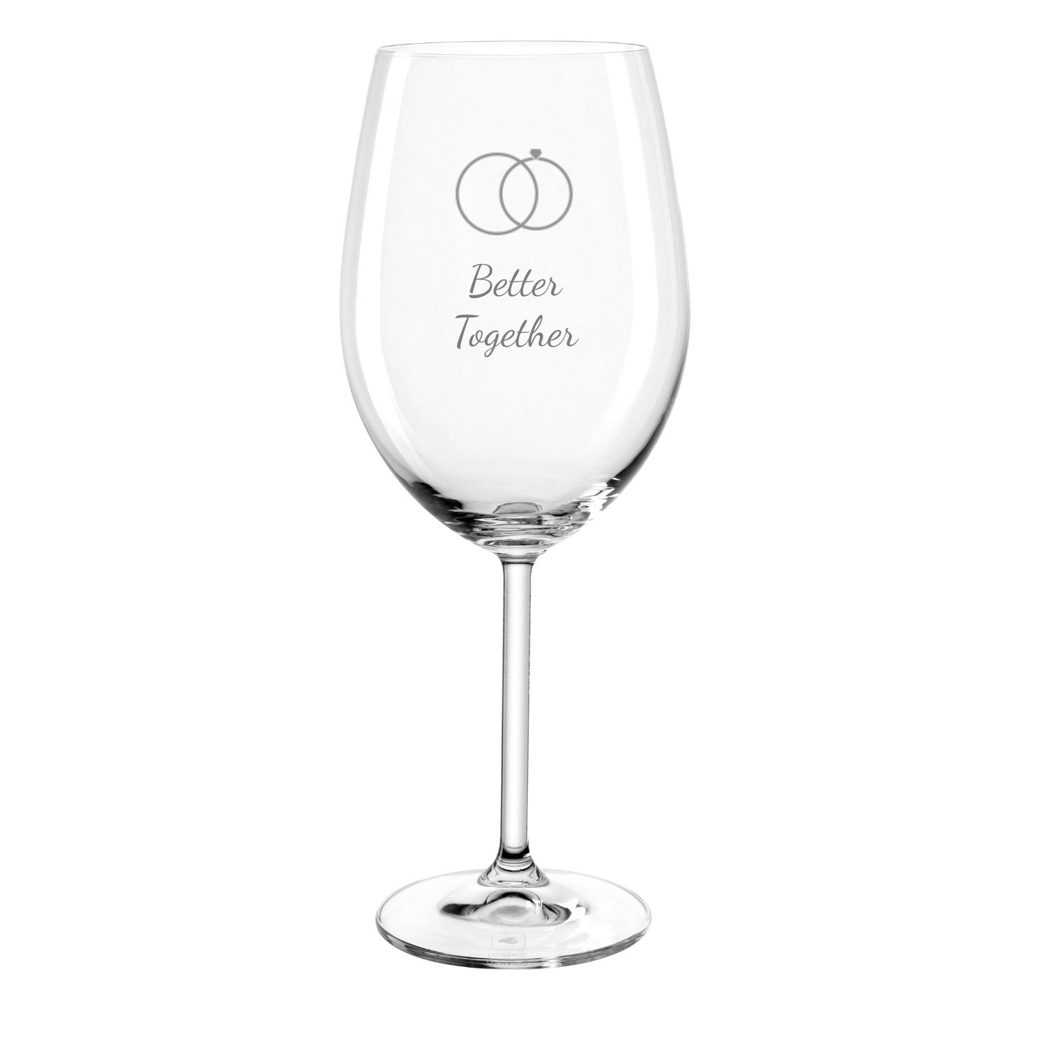 Bordeauxglas DAILY mit Gravur Trauringe und Text "Better Together