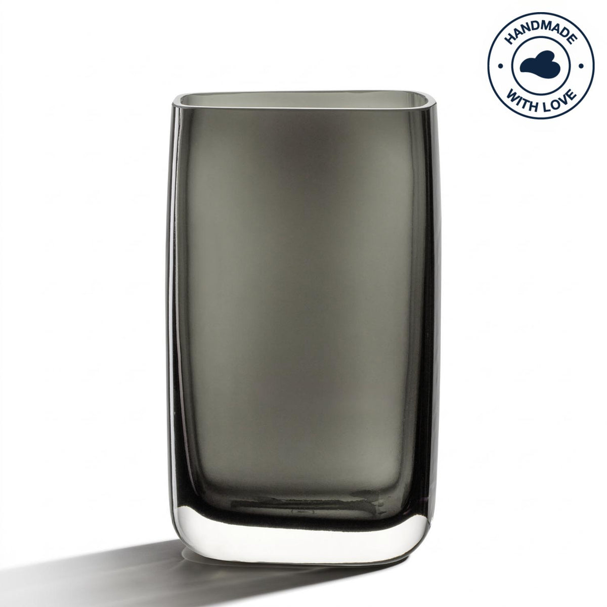 Vase PIETRA 20 cm schmal grau auf weißem Hintergrund, schmale zylindrische Form